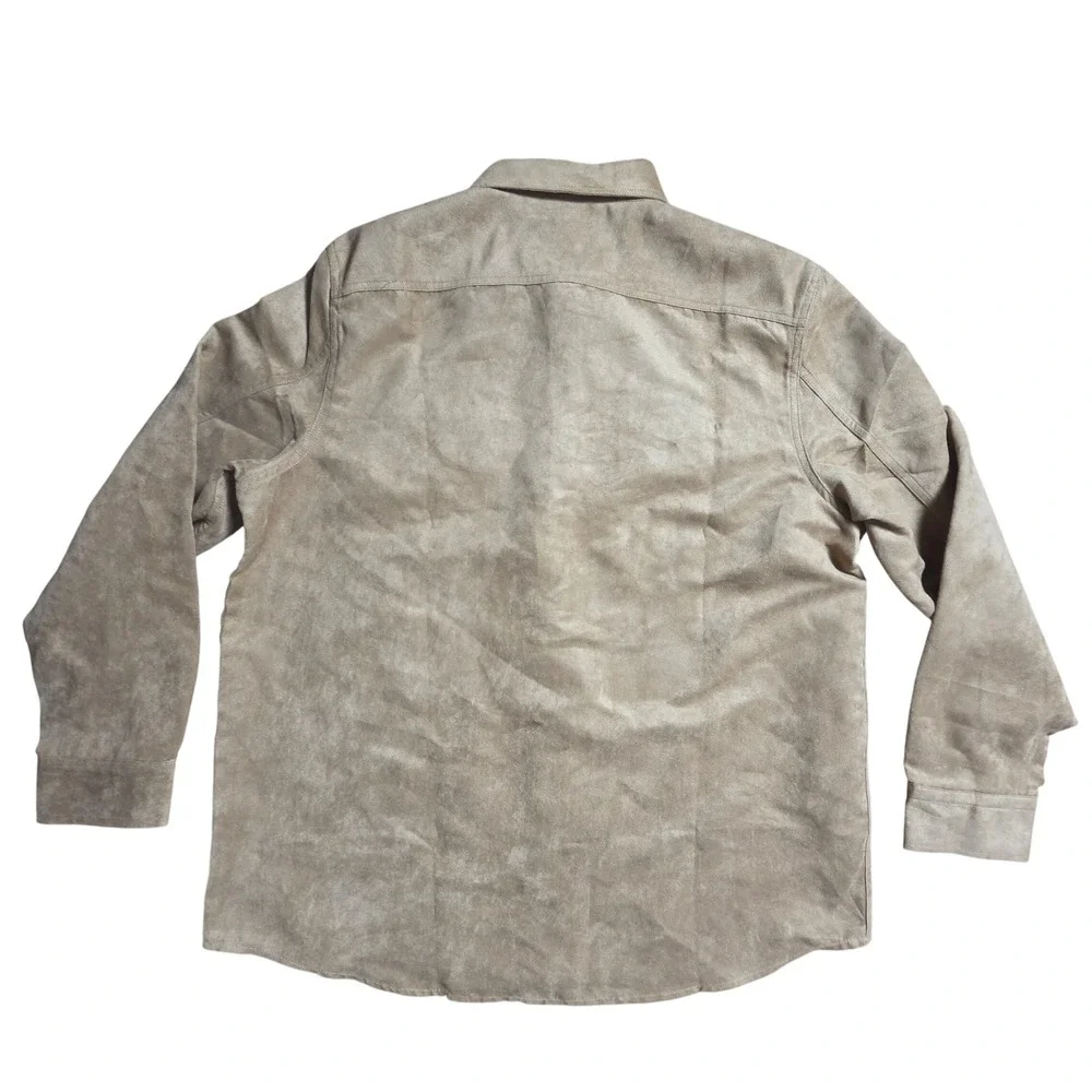 Banana Republic Mens Vegan Suede Shirt Snap Long Sleeve L Utility Minimalist NWT